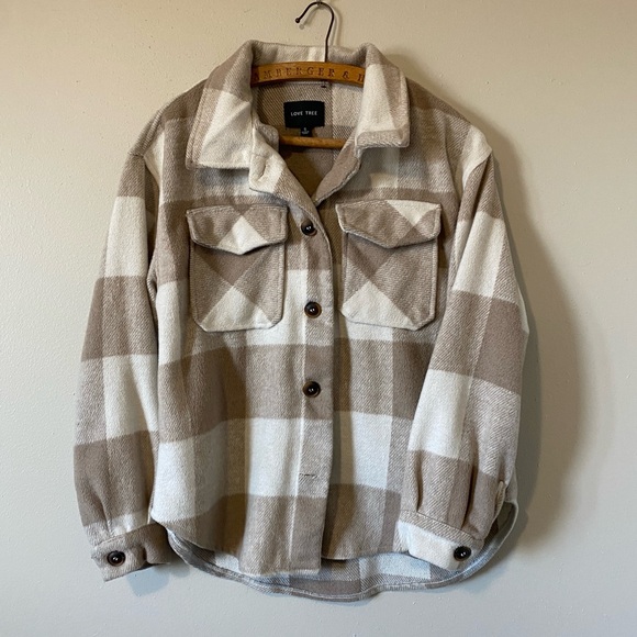 Love Tree Tan Shacket - Small - Picture 1 of 5